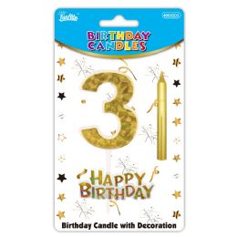 24 Bulk B'day Candle Gold #3
