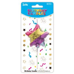24 Bulk B'day Candle Clr Star Electroplated 14x6cm