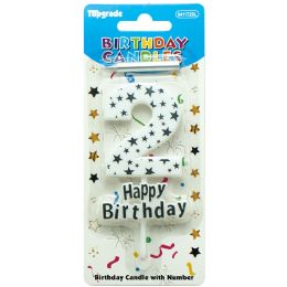 24 Bulk 5-inch B'day Candle Silv #2