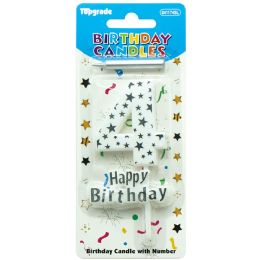 24 Bulk 5-inch B'day Candle Silv #4