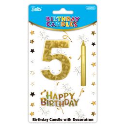 24 Bulk B'day Candle Gold #5