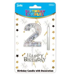 24 Bulk B'day Candle Silver #2