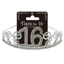 240 Bulk Sweet 16 Tiara Silver 12.5x4.2cm