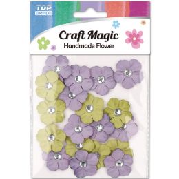 12 Bulk 3cm/15ct Satin Flower Purple/green Mix