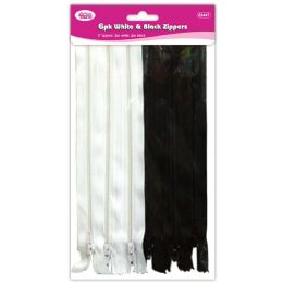 24 Bulk 6ct Zipper Wht&blk
