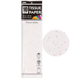 72 Bulk 10ct Tissue Paper White 72s W/glitter 20x20-inch