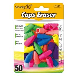 144 Bulk 50-Piece Colored Eraser Top