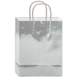 48 Bulk Gift Bag 10x8x4-inch/em Silver Glossy