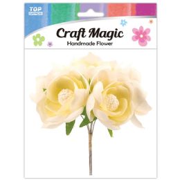 480 Bulk 6-Piece satin flower Yellow 4.5cm