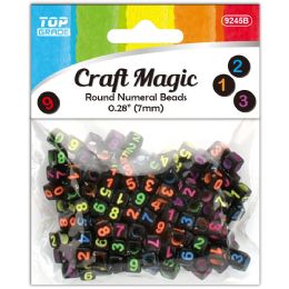 24 Bulk Plastic Number Beads Black & Color 4x7mm 20g