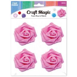 288 Bulk 3.2" 4-Piece foam rose Baby Pink