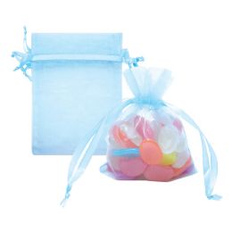 24 Bulk 3x4-inch/6ct Organza Pouche Baby Blue