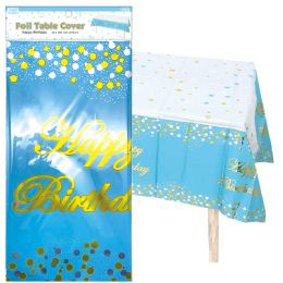48 Bulk B'day Metallic Tablecover 48s 54x108-inch L.blue