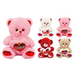 48 Bulk 12" Bear W/heart 4-Dsgn 48s Ivory And L.coffee
