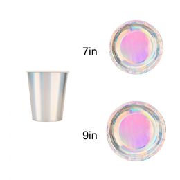 108 Bulk Papper Tableware Set Silv 108s 7"/9" Plate Cup Napkin(01657)