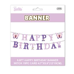 24 Bulk B'day Banner Butterfly 12*15cm