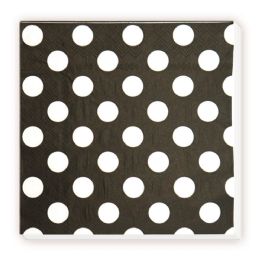 24 Bulk Luncheon Napkin Black 20ct 13x13"/2-Ply Polka Dot