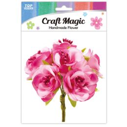 480 Bulk 6-Piece satin flower Hot Pink 3.1cm