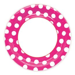 24 Bulk 9"/8ct Pp Plate Hotpink Polka Dot