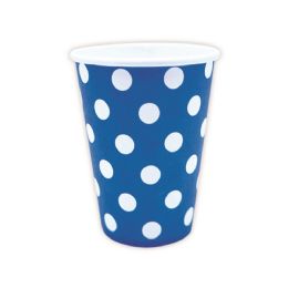 24 Bulk 9oz/10ct Cup Dk Blue Polka Dot