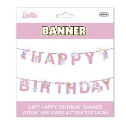 24 Bulk B'day Banner Unicorn 12*15cm