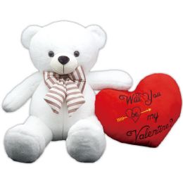 12 Bulk 20" Bear W/heart White 12s