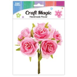 480 Bulk 6-Piece satin flower Pink 3.1cm