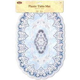 24 Bulk Oval Placemat Silver 12x18-inch