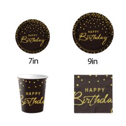 144 Bulk Paper Tableware Set W/gd Trim 7"/9" Plate Cup Napkin 144s