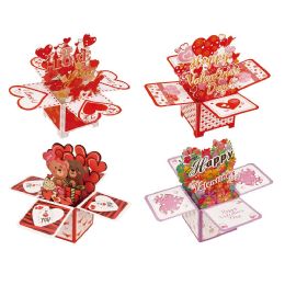 48 Bulk 3d V-Day Card 4-Dsgn 48s 18x18cm