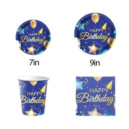 144 Bulk Papper Tableware Set 144s 7"/9" Plate Cup Napkin