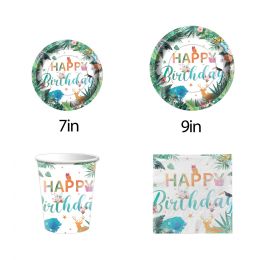 144 Bulk Papper Tableware Set 144s 7"/9" Plate Cup Napkin