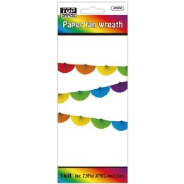 24 Bulk 6pc Paper Fan Wreath 7.9ft*1.4h