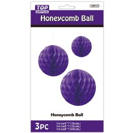 24 Bulk 3pc Honeycomb Ball 4-inch/6-inch/8-inch Purple