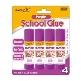36 Bulk 4pc Purple Glue Stick 8g/0.28oz Washable