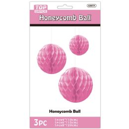 24 Bulk 3pc Honeycomb Ball 4-inch/6-inch/8-inch BB-Pink