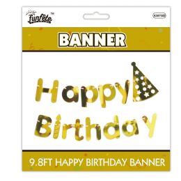 24 Bulk B'day Banner 10ft Gold