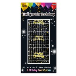 24 Bulk Birthday Foil Curtain Backdrop