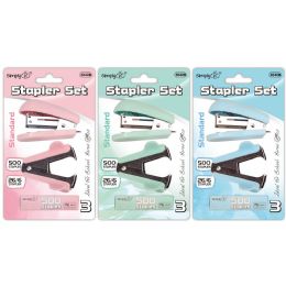 24 Bulk Macaron Mini Stapler Set24/144 Stapler+remover+500 Staples
