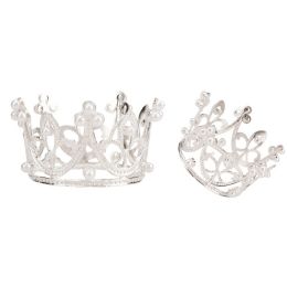 600 Bulk Silver mini tiara deco 5x3.7cm