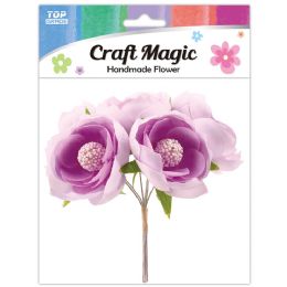 480 Bulk 6-Piece satin flower Purple 4.5cm