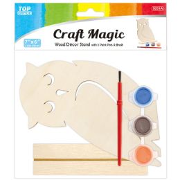 24 Bulk Wood Standing Owl W/paint Set 18x15cm