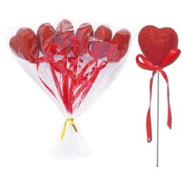 48 Bulk 5ct V-Day Foam Heart Pick 48s 5x23cm