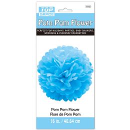 12 Bulk #97015lb 16-inch Paper Pom Pom Flower L.blue