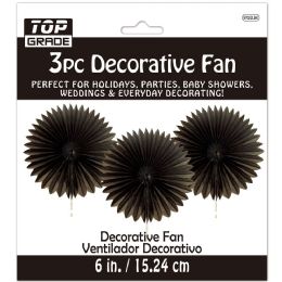 12 Bulk 6-inch/3ct Deco Fan Blk