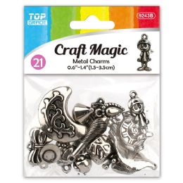 24 Bulk Alloy Pendant Astd 21pc/25g 1.5-3.5cm