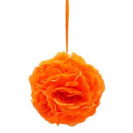 12 Bulk #90099org 10-inch Silk Pom Flower Orange