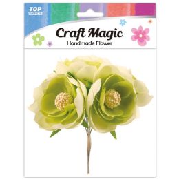 480 Bulk 6-Piece satin flower Green 4.5cm