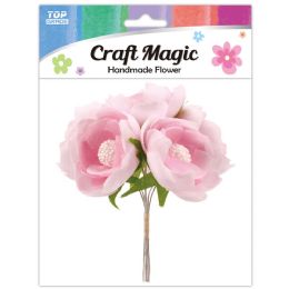 480 Bulk 6-Piece satin flower Pink 4.5cm