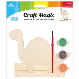 24 Bulk Wood Standing Dinosaur W/paint 18x15cm